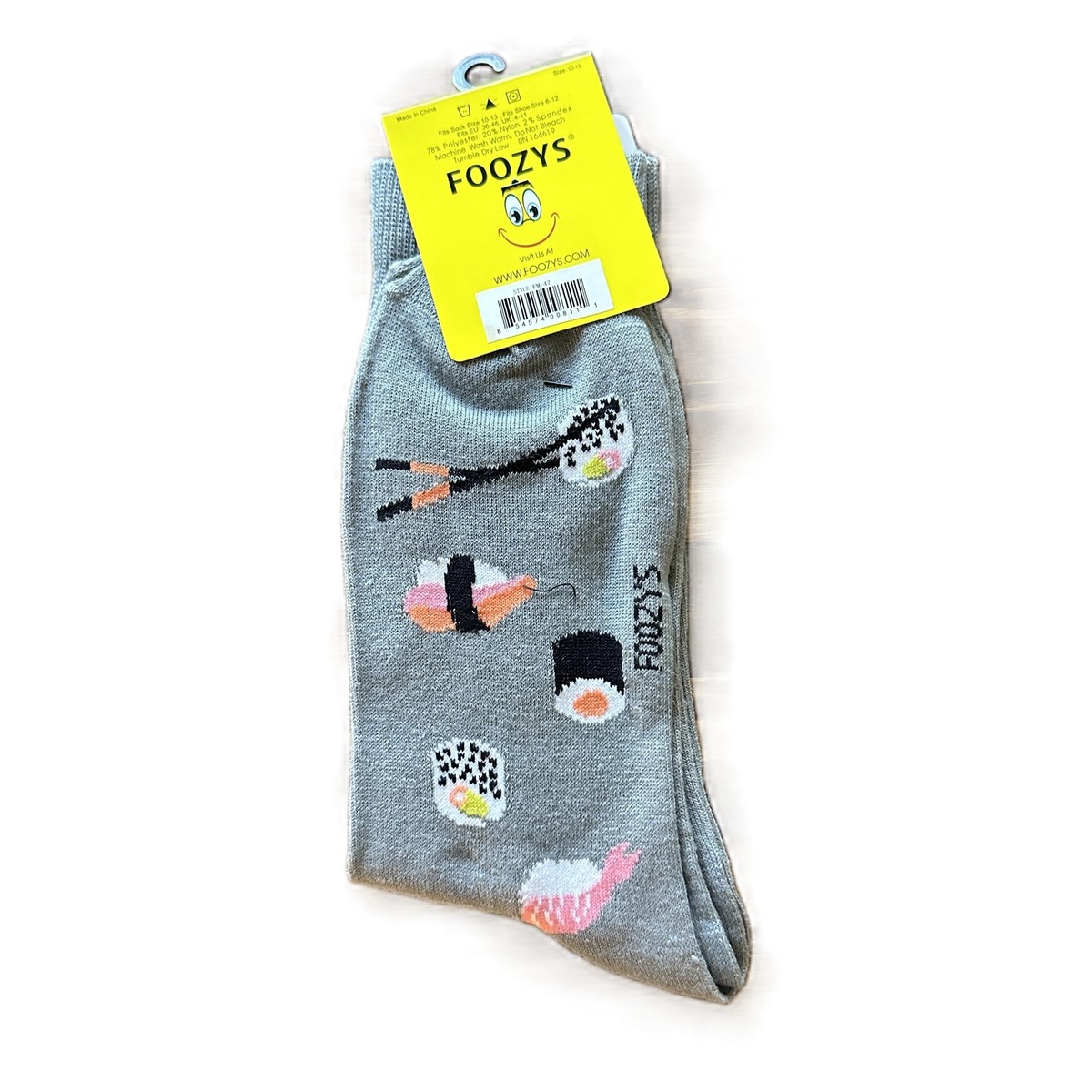 NWT Foozys Gray Sushi Pattern Comfortable Men's Socks One Size | eBay