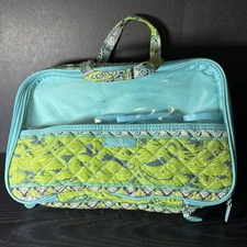 Modella Make-Up Travel Bag, Zip Close, Blue and Green Paisley, 12x8”