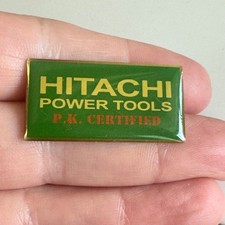 Vtg Hitachi Power Tools PK Certified Green Enamel Sales Lapel Hat Pin
