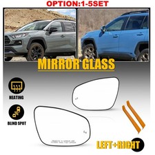 2x Left+Right Side Exterior Mirror Glass Heated Blind Spot For 19-24 Toyota RAV4