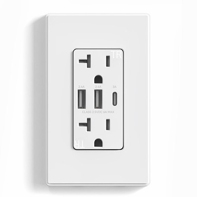 USB Outlets Receptacles, 3-Port USB C Wall Outlet, 30W 6.0A USB Electrical Ou...
