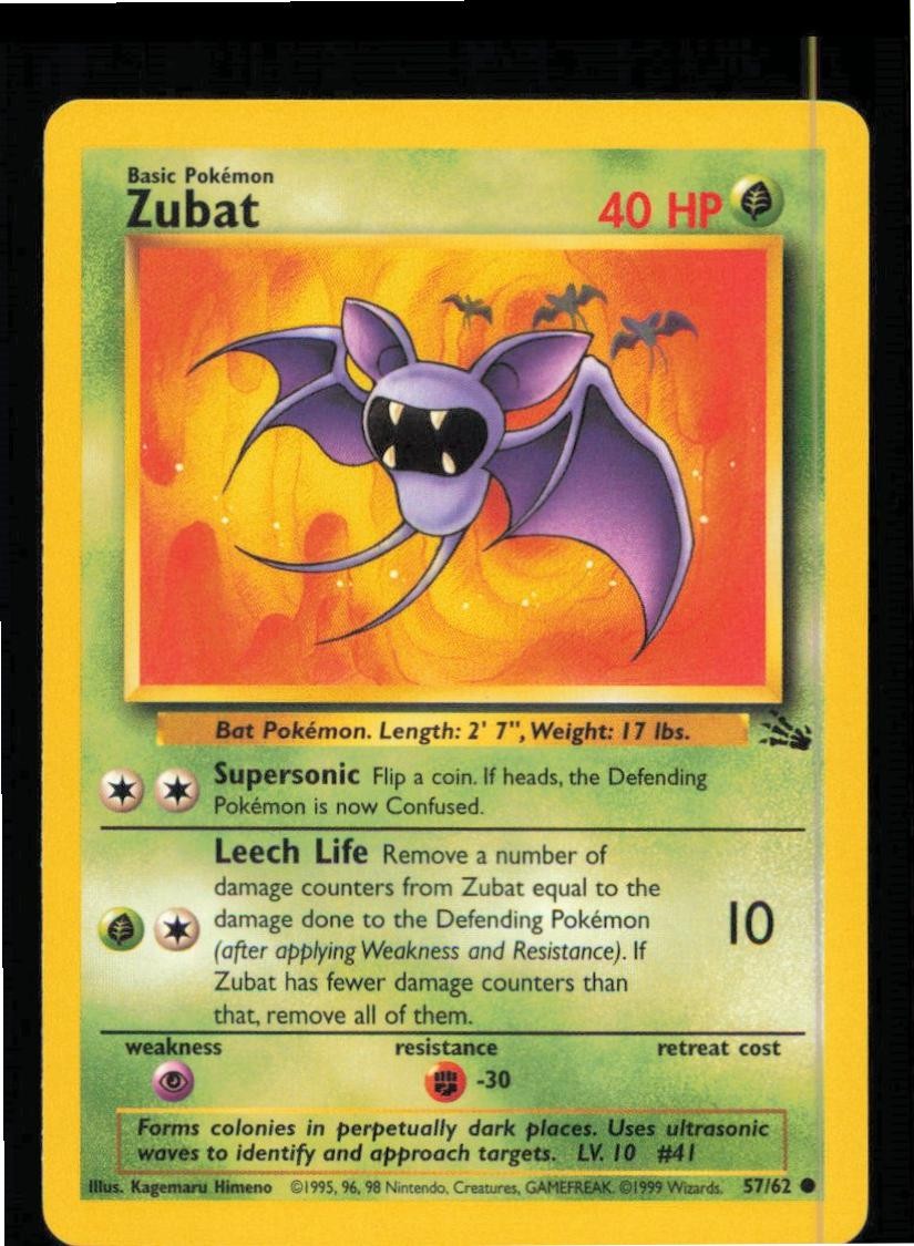 Zubat 57/62 Common Fossil Pokemon Near Mint