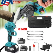 Chainsaw 6" Cordless Rechargeable Wood Cutter Saw Chain Saws Electric for Makita