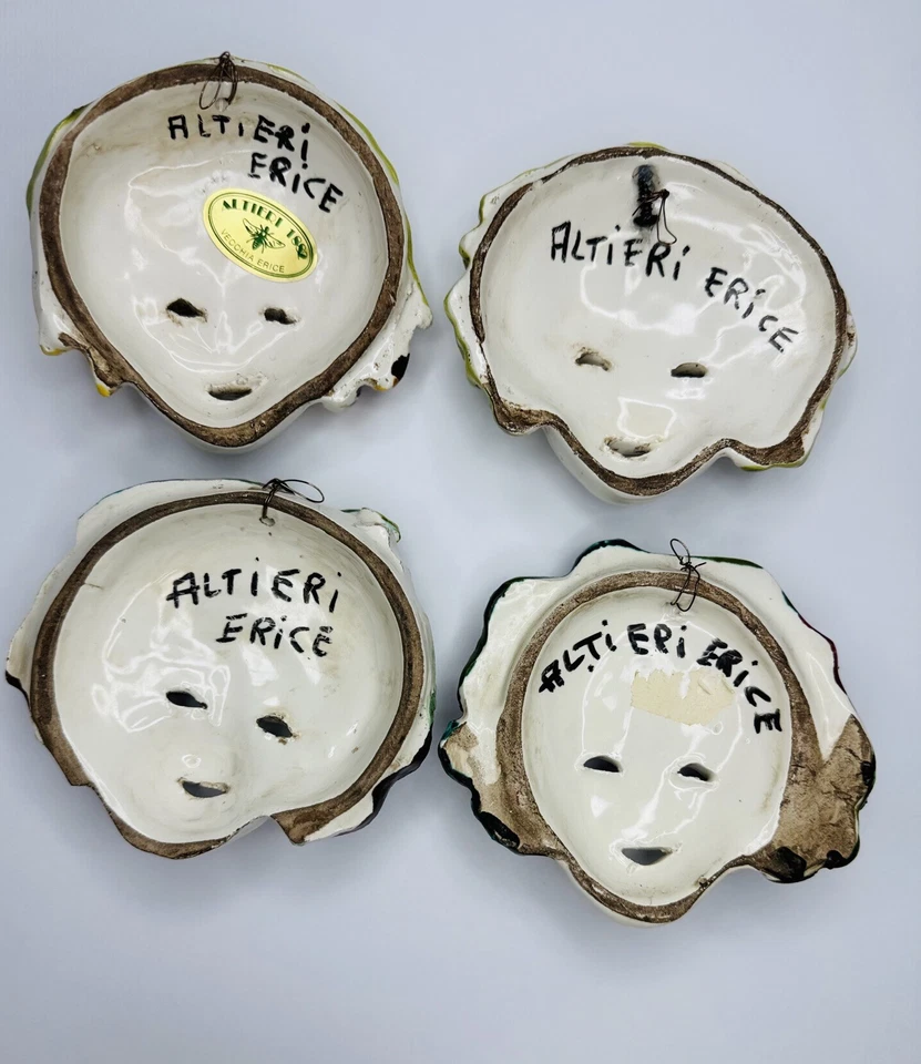 Máscaras de pared vintage de mayólica de cuatro estaciones Baco hechas en Italia Foto 4 de 4