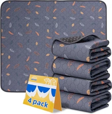 Washable Puppy Training Pads 4-Pack, Waterproof, Non-Slip, 18X24 Inches, Deep Gr