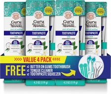 GuruNanda Hydroxyapatite Toothpaste, SLS & Fluoride 4.2 Ounce (Pack of 4) 