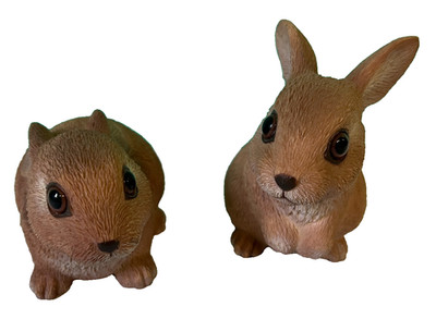 Bunny Lot of 2 Rabbits Bunnies Figurines Decor Home Decoratives Collectibles-S3