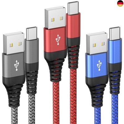 USB C Kabel 3 Pack 1.8M Ladekabel USB C Schnellladekabel QC 3.0 USB Typ C Kabel