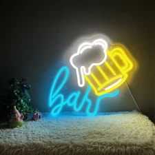 Beer Bar Neon Sign, LED beer Light Up Bar Sign for Home party& pub Bar Decor,...