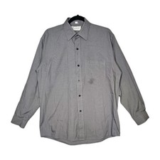 vintage Valentino Men's Dress Shirt Gray Cotton Regular Fit L Long Sleeve 