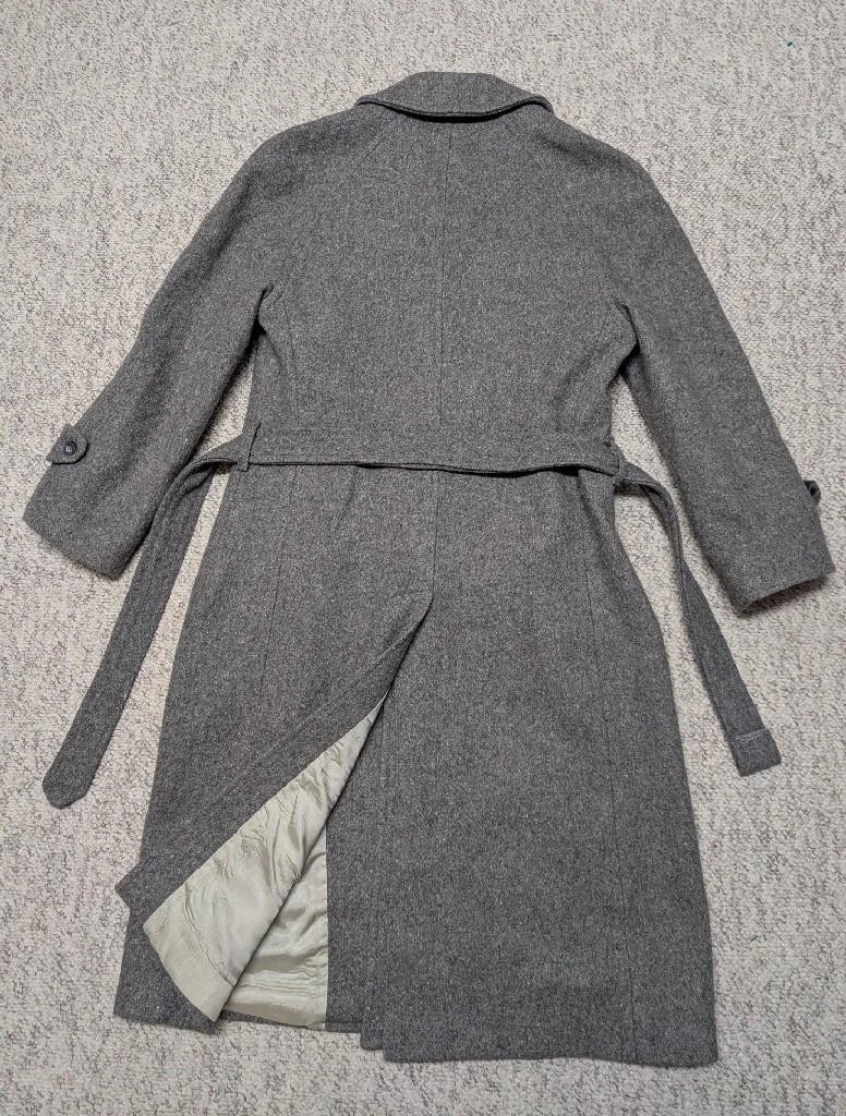 vintage USA made OVERCOAT polo style BELTED raglan 36 gray wool TWEED fleck XS image 2