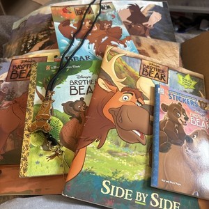 Lot Of 10 Brother Bear Books Posters And A RARE Lanyard Pin Disney