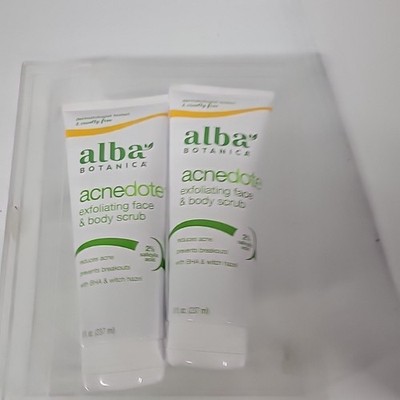 2 Alba Botanica Natural Acnedote Face and Body Scrub 8 Oz New 2027 Experation 
