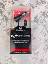 Qmadix GoWireless Vehicle Power Charger Micro USB Auxiliary USB Port