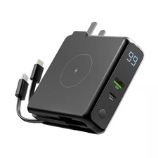 Portable Charger AC Wall Plug and Built-In Cables 10000 Mah USB C Power Bank in
