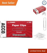 Organize with Style: ACCO Jumbo Paper Clips, Modern Silver Finish, 100 Clips/Box