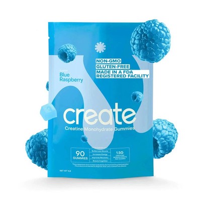 Create Creatine Monohydrate Gummies   Blue Raspberry   90 Count   NEW & SEALED
