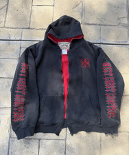West Coast Choppers Jesse James Thermal Zip Hoodie Black/Red 2XL BROKEN ZIPPER