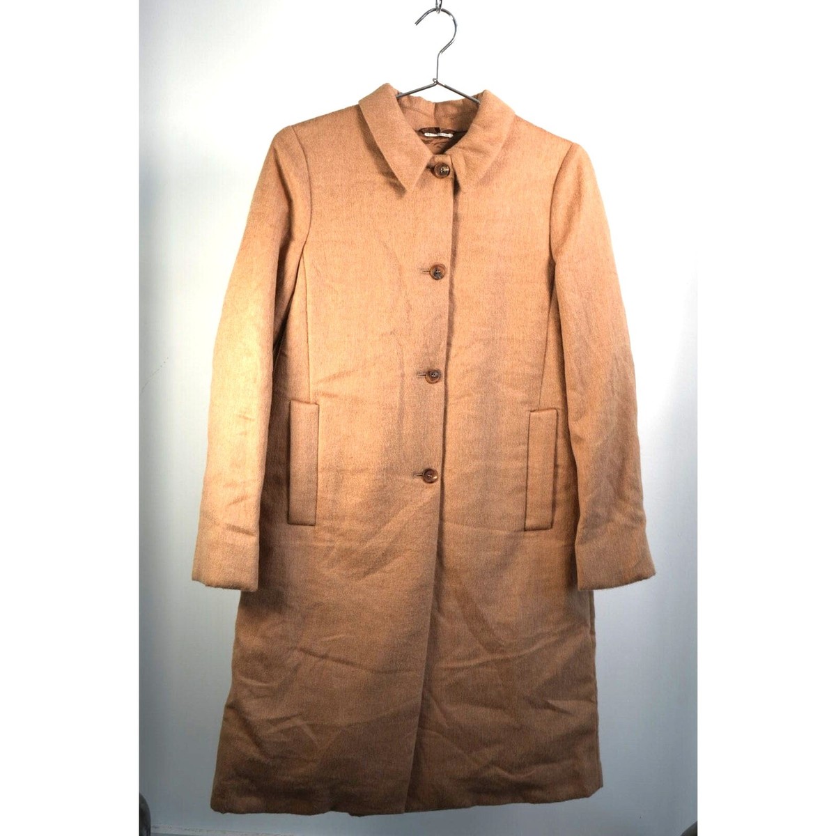 コート MIU MIU Brown Wool Coat Miu Miu Wool Trench Coat Brown Size 40 | eBay