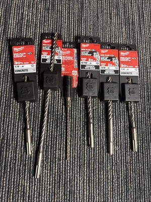 LOT OF 6  NEW Milwaukee Misc sizes and diameters SDS-Plus Drill Bits