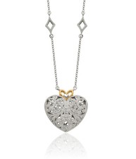 925 Sterling Silver Diamond Heart Chain Necklace