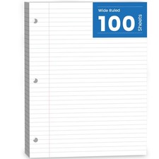 Loose Leaf Paper, 100 Sheets Notebook Paper, Binder Lined Paper Wide Ruled, 8...