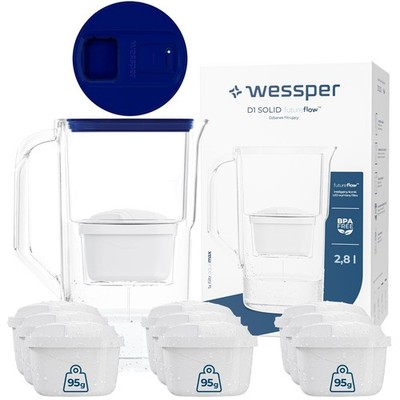 Wasserfilter Kanne Kunststoff 2,8 L Wessper D1 SOLID FutureFlow 10 Kartuschen