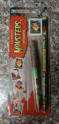 1997 Universal Monsters Boris Karloff Frankenstein Magnet, Pen, Pencil USPS 
