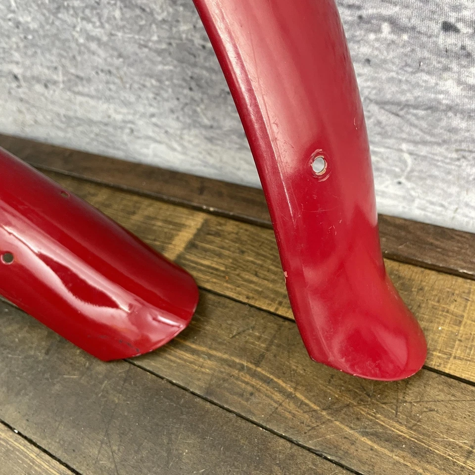 Juego de guardabarros de bicicleta rojo vintage de 26" recorte Whizzer de 3" pulgadas de ancho globo neumático Foto 2 de 4