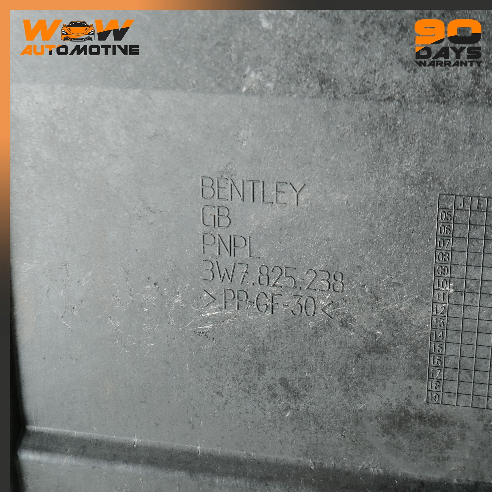 Bentley Continental GT 2007-2011 REAR+RIGHT Engine splash shield