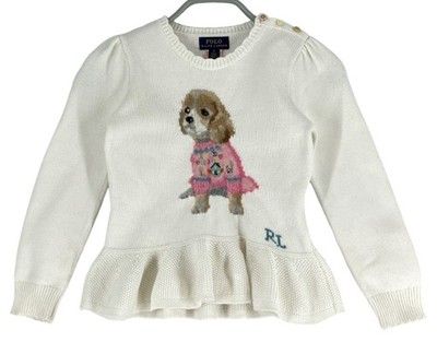 Polo Ralph Lauren Kinder Mädchen 4% Wolle Pullover Größe 6 Jahre