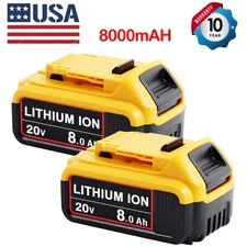 2 Pack For DeWalt 20V 20 Volt Max XR 8.0AH Lithium Ion Battery DCB200-2 DCB201-2