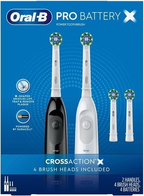 Oral-B Pro Advantage Battery Power Toothbrush (2 Handles + 4 Brush Heads) 