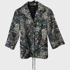 Lafayette 148 Helena Brocade Jacquard Blazer Jacket Green Gold Women's Size 6