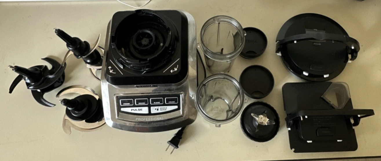 Ninja Blender Motor Base Model BL780 30/Six Blade/Dough Hook/4 Blade/Cups/Lids