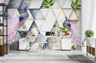 3D Peacock Leaves A769 Wallpaper Wall Murals Removable Self-adhesive Amy