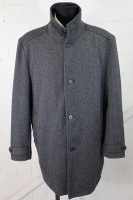 Franco Bettoni schwarz-grauer Mantel Gr.56/XXL Polyester Wolle Top Zustand