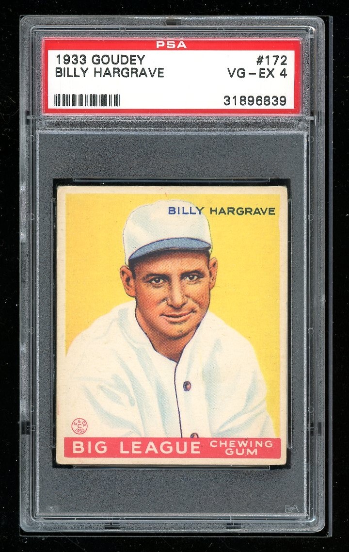 1933 Goudey #172 Billy Hargrave PSA 4