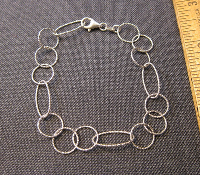Wunderschönes edles 925 Italy glänzend strukturiertes großes Gliederarmband MWS