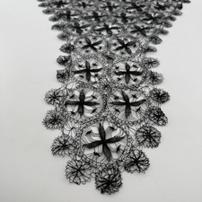 Victorian Mourning Lace Shawl - Handmade Black Silk Bobbin Lace Fichu c. 1875