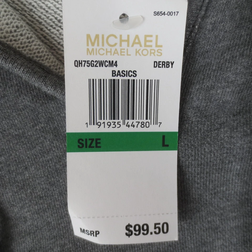 NWT Michael Kors Hoodie Womens Large Gray Long Sleeve V Neck Logo Pullover - Image 3 of 4