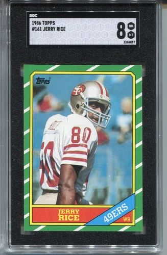 1986 Topps Jerry Rice Rookie Card SGC 8 NM MINT Graded Football #161