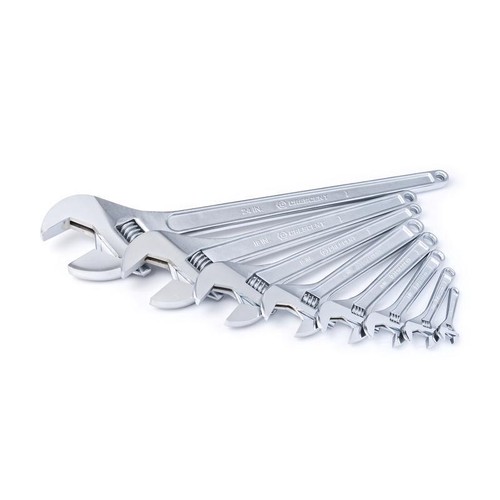 Adjustable Wrench, 8 in OAL, 1-1/8 in Jaw, Steel, Chrome, Non-Cushion Grip Handl - Picture 4 of 12
