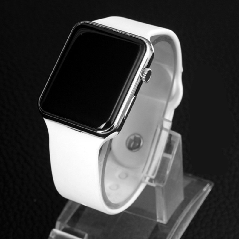 square mirror face silicone band digital watch