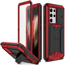 Shockproof Armor Glass Case Metal Stand Heavy Duty Cover For Samsung S21 Ultra