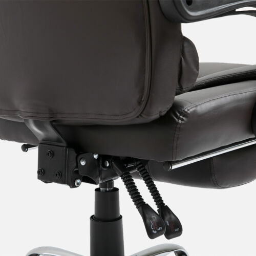 HOMCOM PU Leather Executive Office Chair with Retractable Footrest, Brown - Picture 9 of 12