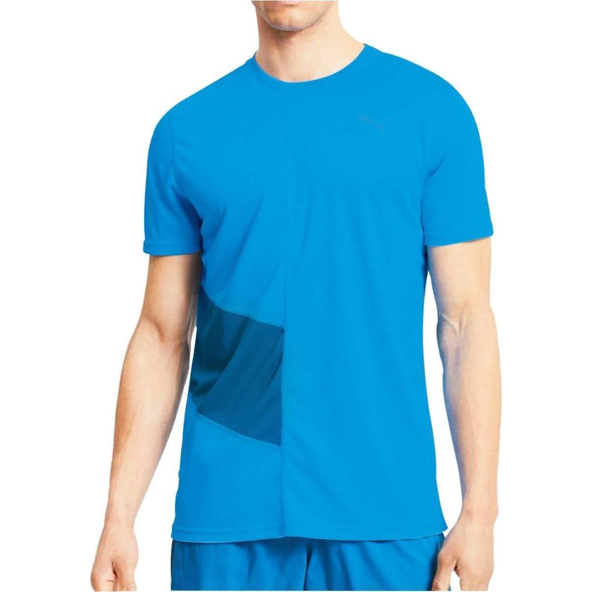 Puma Ignite Short Sleeve Mens Running Top - blue-XS