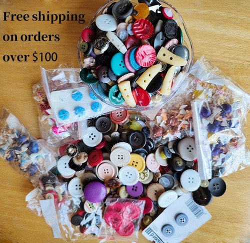 200 +Antique Vintage Buttons Mixed Colors Sizes Includes Brights Sewing Crafts
