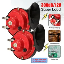 2x 12V 300DB Super Loud Train Horn Waterproof Motorcycle Car Truck SUV Boat