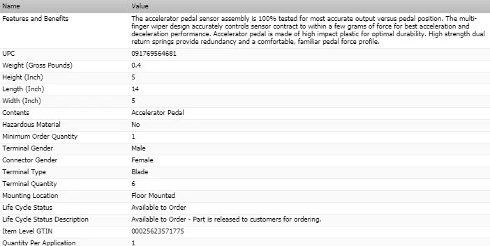 Sensor de pedal acelerador ESTÁNDAR para Chevrolet Silverado 3500 HD 2007-2011 Foto 4 de 4